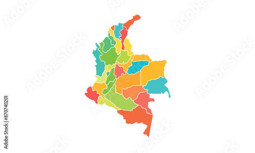 Map of Colombia isolated modern colorful style. for website layouts, background, education, precise, customizable, Travel worldwide, map silhouette backdrop, earth geography, political, reports. 