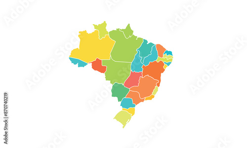 Map of Brazil isolated modern colorful style. for website layouts, background, education, precise, customizable, Travel worldwide, map silhouette backdrop, earth geography, political, reports. 