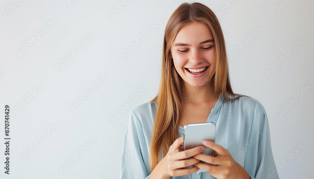 Smiling Woman Texting Smiling Woman Texting