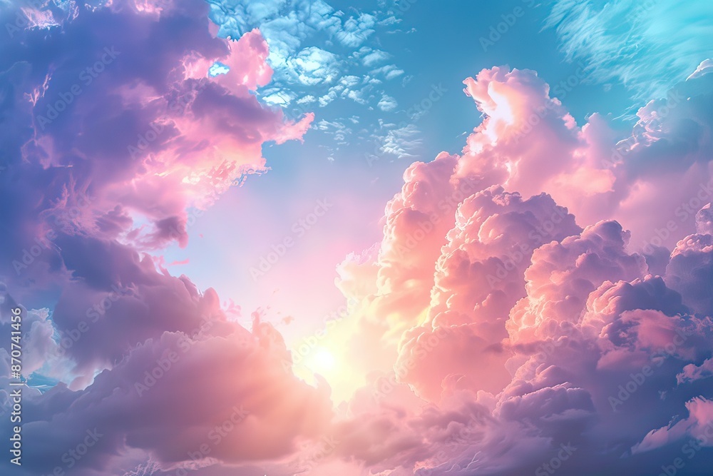 The resurrected Jesus Christ ascending to heaven above the bright light sky and clouds and God, Heaven and Second Coming concept. Generative ai illustration. The resurrected Jesus Christ ascending to heaven above the bright light sky and clouds and God, Heaven and Second Coming concept. Generative ai illustration.