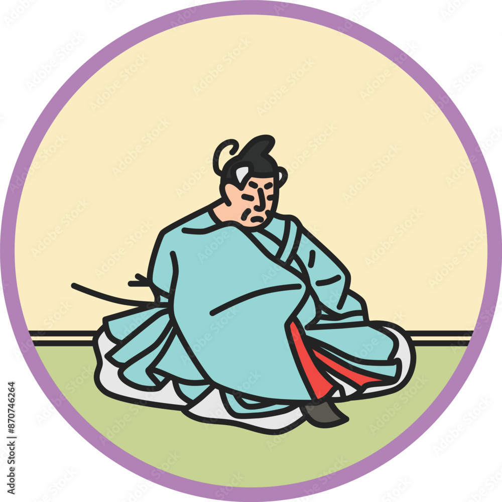 カラー円形シンプル百人一首　壬生忠岑