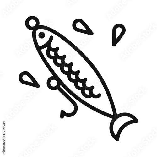 Bait Fishing Minnow Symbol mark in filled style