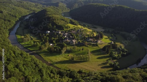 Aerial View of Frahan and Rochehaut, Belgium: A Picturesque River Valley