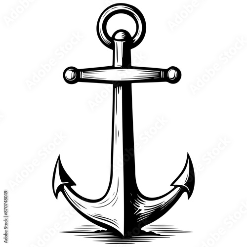 anchor hand drawn line illustration, transparent background