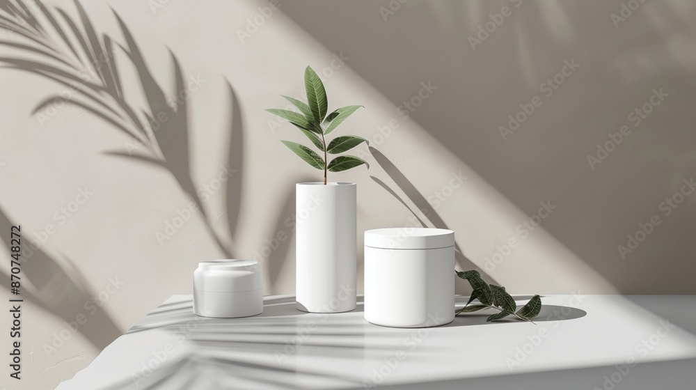 a white table with a plant in a vase a white table with a plant in a vase