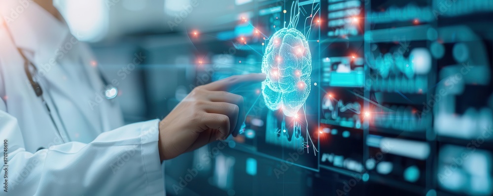 a backdrop of AIgenerated visuals showcasing the harmony between technology and medicine a backdrop of AIgenerated visuals showcasing the harmony between technology and medicine