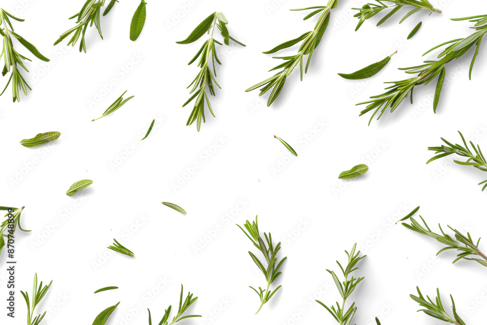 Obraz premium Rosemary Sprigs Pattern on Transparent Background