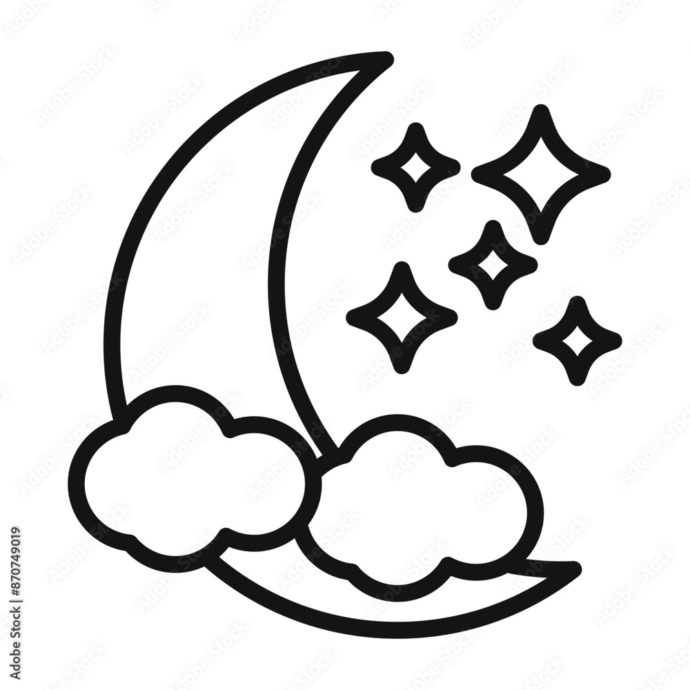 Moon and stars Symbol mark in filled style Moon and stars Symbol mark in filled style
