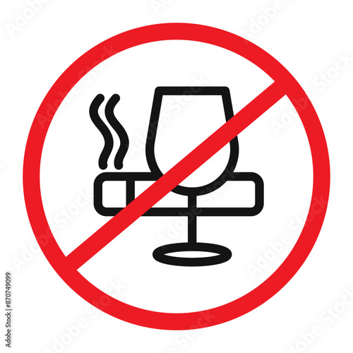 No alcohol and cigarettes Symbol mark in filled style