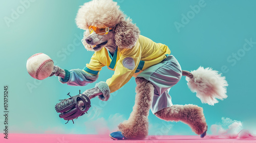 Poodle Baseball Player