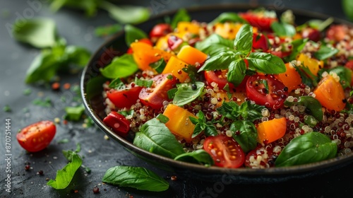 Fresh Quinoa Salad with Colorful Cherry Tomatoes - Generative AI