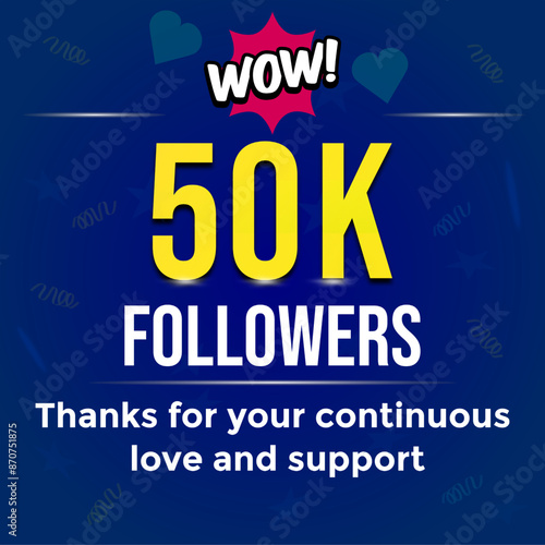Elegant number to thank 50K followers, the latest premium Premium vector for poster, banner, celebration greeting.
