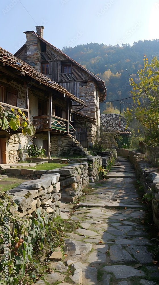 Stone houses in mountain village Stone houses in mountain village