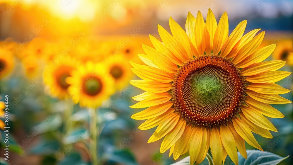 Fototapeta premium Close-up of vibrant sunflower against a background, sunflower, close-up, vibrant, colorful, nature, beauty, petals, flora, plant