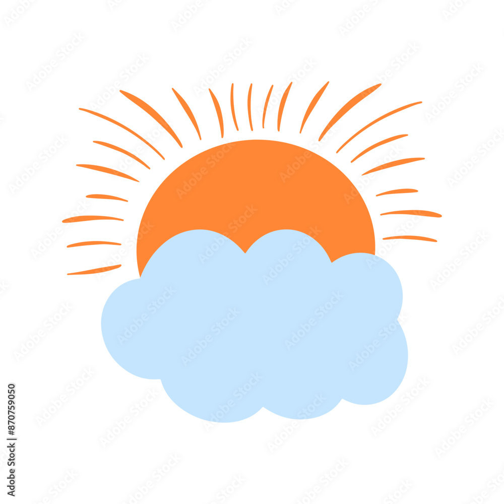 Sun with cloud on isolated white background Sun with cloud on isolated white background