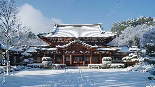 Wallpaper Mural A beautiful picture of a Japanese temple in the snow Torontodigital.ca