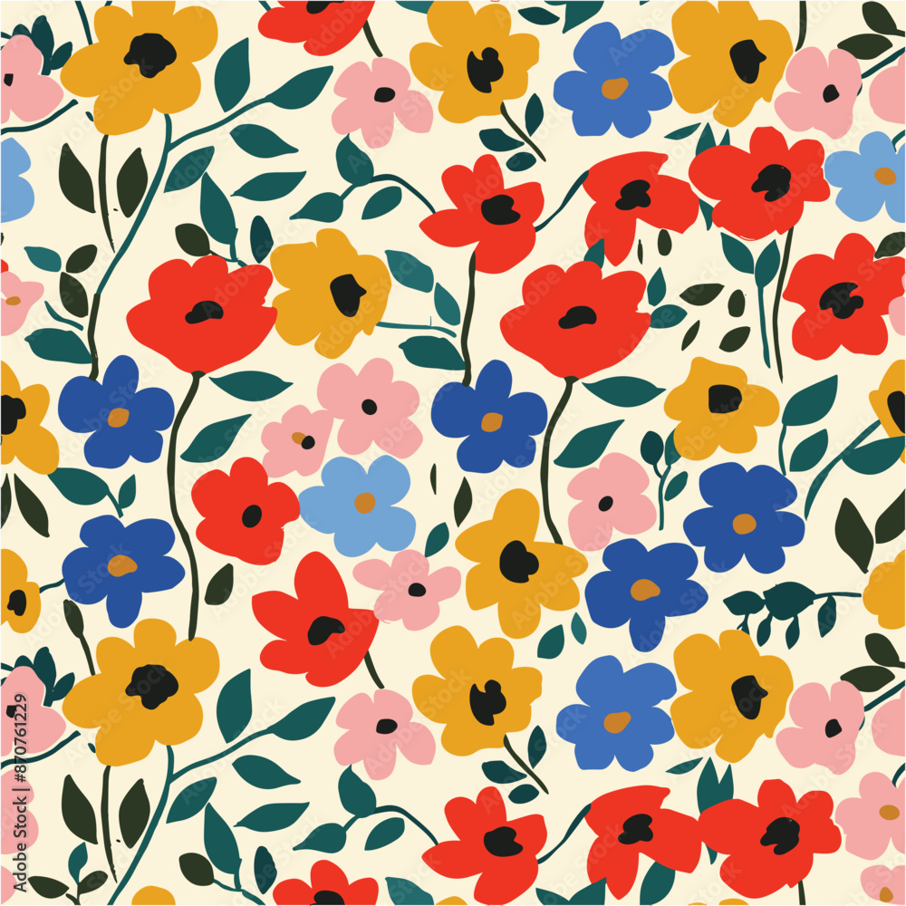 Seamless pattern with flowers and leaves. Floral pattern for wallpaper or fabric Seamless pattern with flowers and leaves. Floral pattern for wallpaper or fabric