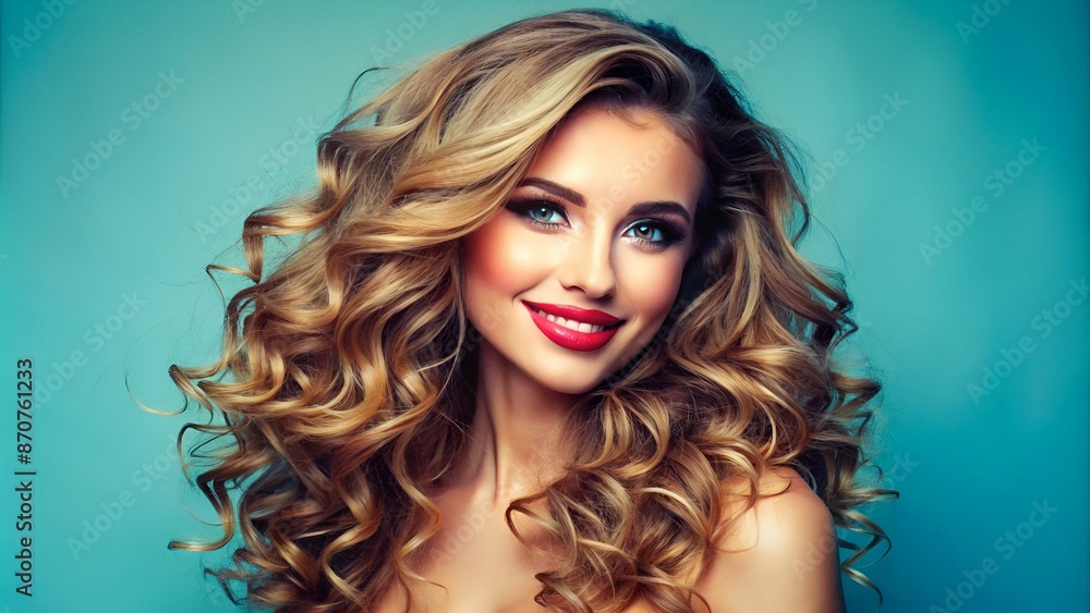 Close-up portrait of her she nice-looking attractive lovely lovable winsome sweet gorgeous healthy cheerful cheery wavy-haired lady enjoying isolated on bright vivid shine blue background Close-up portrait of her she nice-looking attractive lovely lovable winsome sweet gorgeous healthy cheerful cheery wavy-haired lady enjoying isolated on bright vivid shine blue background
