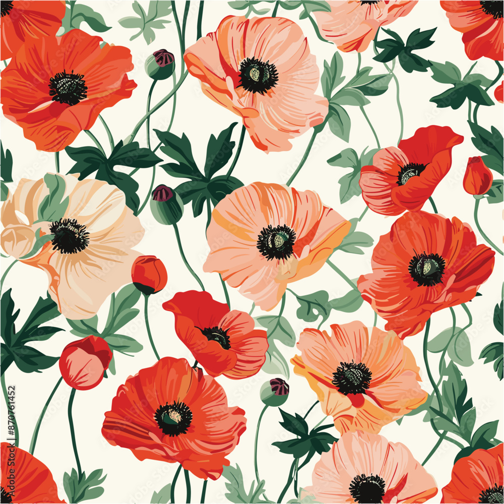 Seamless pattern with flowers and leaves. Floral pattern for wallpaper or fabric Seamless pattern with flowers and leaves. Floral pattern for wallpaper or fabric