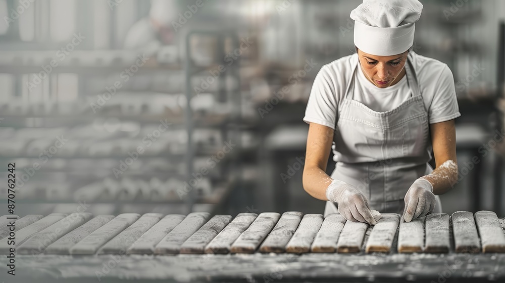 Fototapeta premium Female carpenter in a modern workshop, assembling furniture pieces, highlighting women in skilled trades and contemporary design