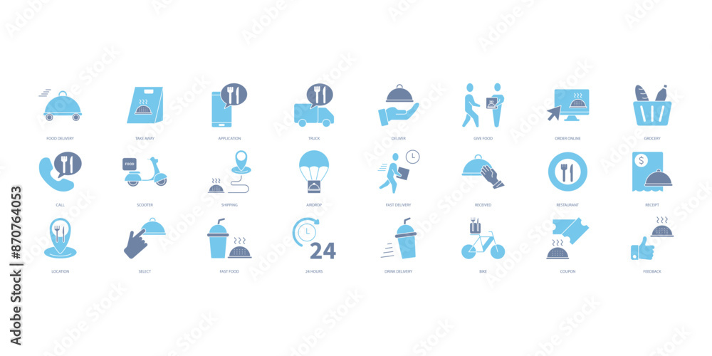 Food delivery icons set. Set of editable stroke icons.Set of Food delivery Food delivery icons set. Set of editable stroke icons.Set of Food delivery