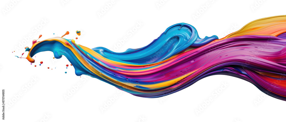 Fototapeta premium Vibrant Swirl of Colorful Paint Splash on Transparent Background Capturing Dynamic Motion and Artistic Expression