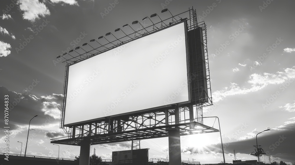 Blank Billboard Under Cloudy Sky - A large blank billboard stands tall against a cloudy sky, creating a striking visual. - A large blank billboard stands tall against a cloudy sky, creating a striking Blank Billboard Under Cloudy Sky - A large blank billboard stands tall against a cloudy sky, creating a striking visual. - A large blank billboard stands tall against a cloudy sky, creating a striking