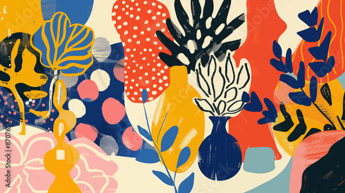 
hand-painted vintage abstract print