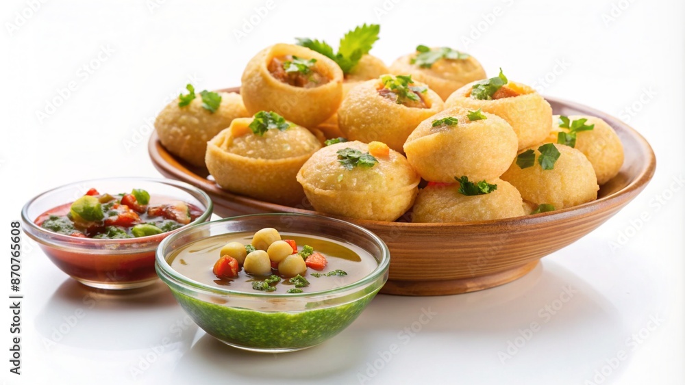 Pani Puri (or Golgappa) on white background 