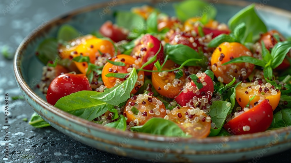 Fresh Quinoa Salad with Colorful Cherry Tomatoes - Generative AI Fresh Quinoa Salad with Colorful Cherry Tomatoes - Generative AI