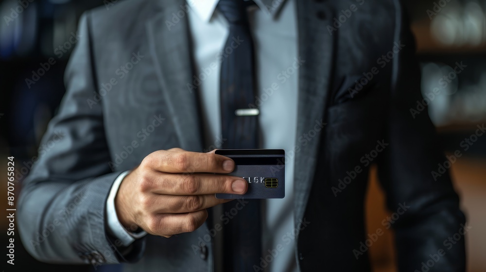 Businessman Holding a Credit Card - A close-up of a businessman's hand holding a credit card. He is wearing a suit and tie. - A close-up of a businessman's hand holding a credit card. He is wearing a Businessman Holding a Credit Card - A close-up of a businessman's hand holding a credit card. He is wearing a suit and tie. - A close-up of a businessman's hand holding a credit card. He is wearing a
