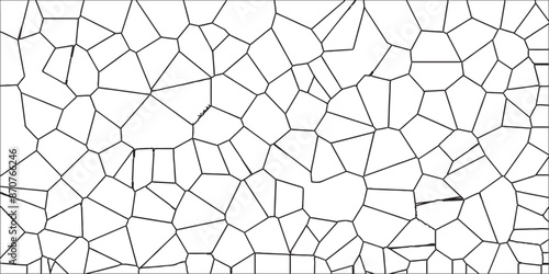 black lines stroke abstract white crystalized broken glass background graphic ornament. Voronoi diagram background. abstract high quality texture design digital art wallpaper, vector illustration