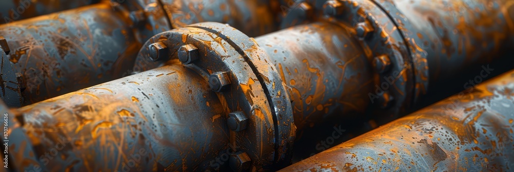 Closeup of Rusted Pipes with Flanges - A close-up shot of rusty industrial pipes with connecting flanges. - A close-up shot of rusty industrial pipes with connecting flanges. Closeup of Rusted Pipes with Flanges - A close-up shot of rusty industrial pipes with connecting flanges. - A close-up shot of rusty industrial pipes with connecting flanges.