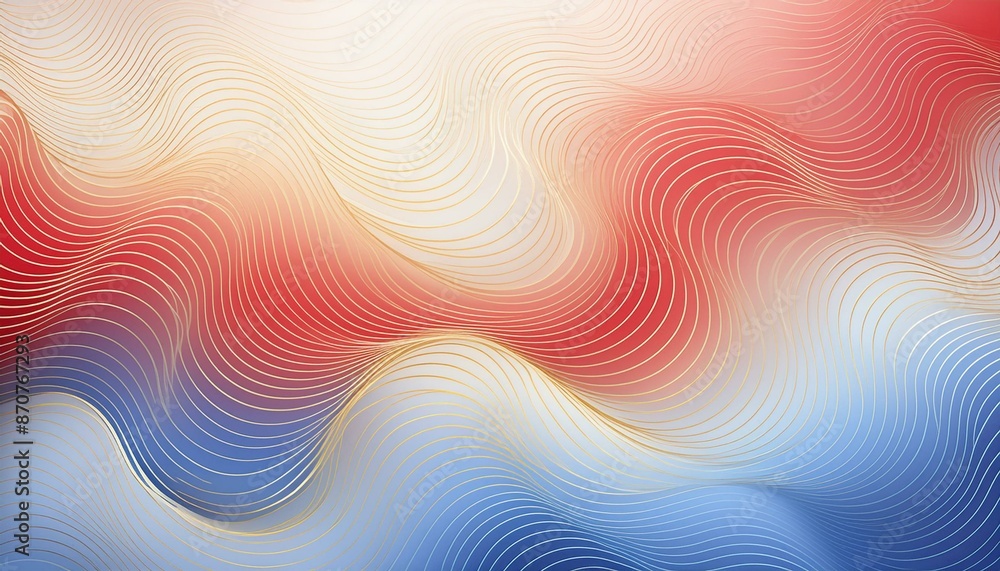 Fototapeta premium red, white, blue and gold wavy background
