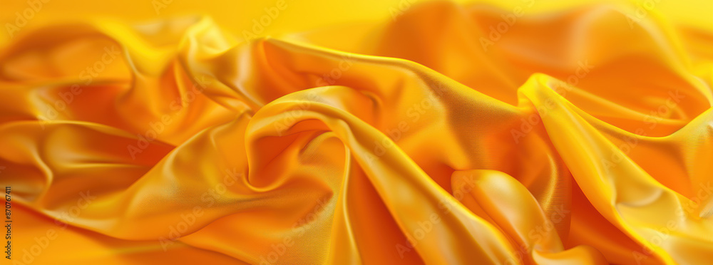 A yellow fabric with a pattern of gold and silver. The fabric is folded and has a shiny appearance A yellow fabric with a pattern of gold and silver. The fabric is folded and has a shiny appearance
