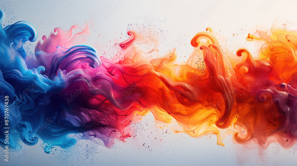 Dynamic abstract image of swirling blue, pink, red, and orange paint clouds blending together, creating a vibrant and energetic visual Dynamic abstract image of swirling blue, pink, red, and orange paint clouds blending together, creating a vibrant and energetic visual