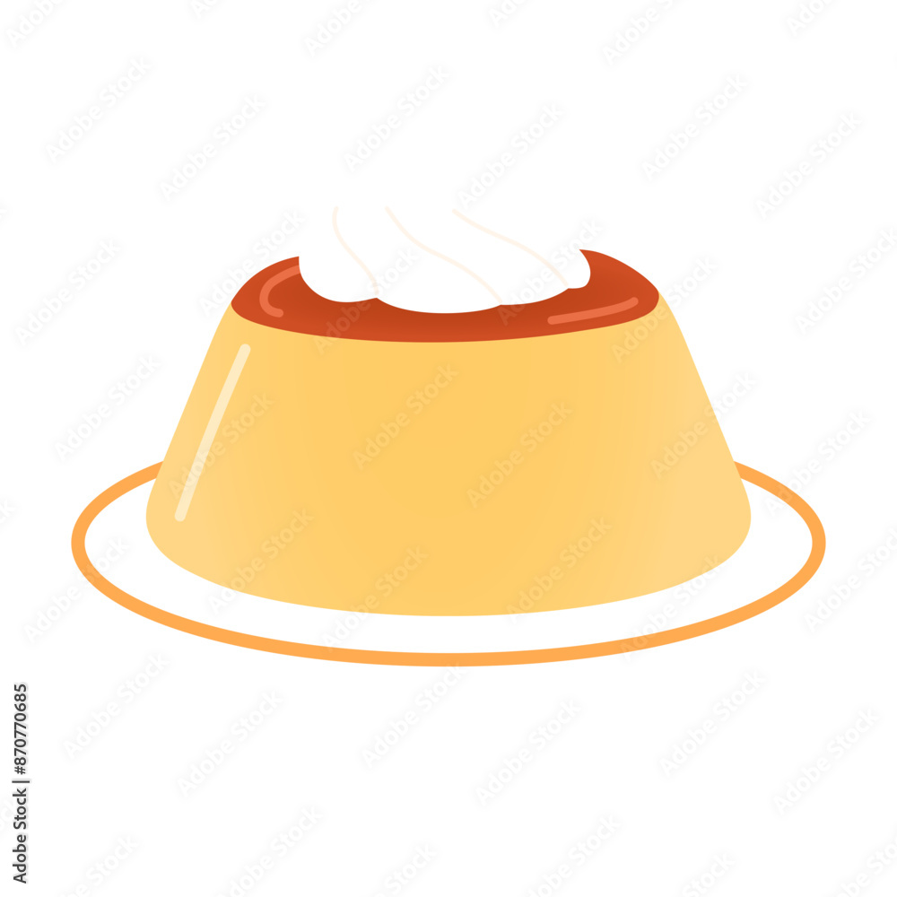 Fototapeta premium custard pudding with cream illustrations 