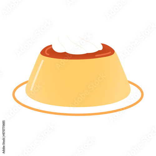 custard pudding with cream illustrations 