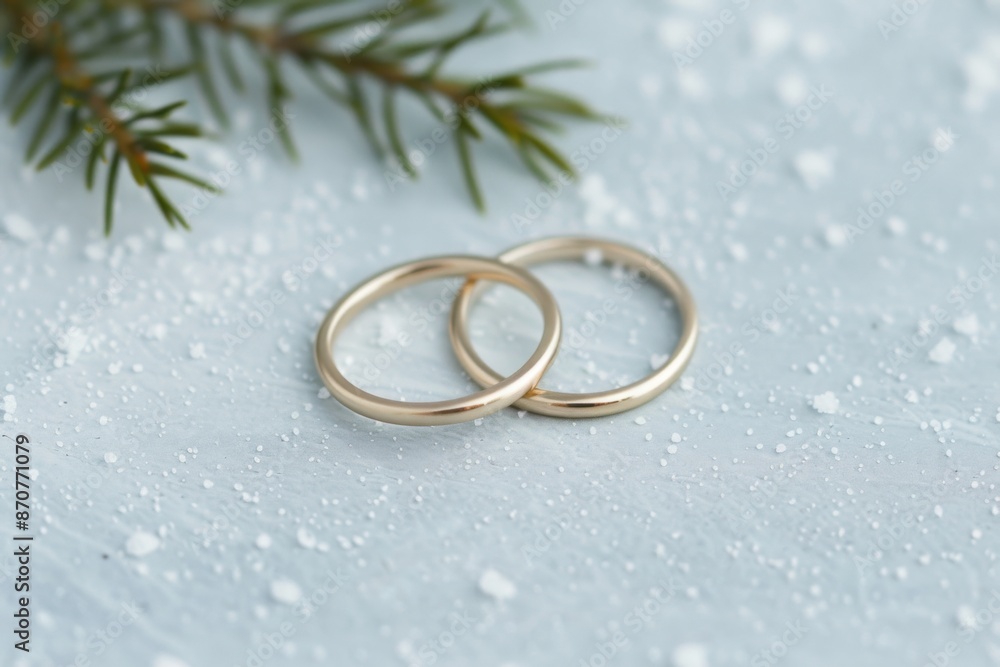 Elegant Wedding Bands on a Textured Blue Surface with Delicate Water Droplets Elegant Wedding Bands on a Textured Blue Surface with Delicate Water Droplets