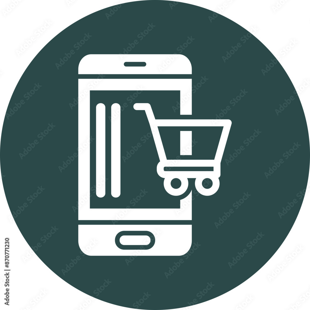 Mobile Shopping Glyph Circle Icon Mobile Shopping Glyph Circle Icon