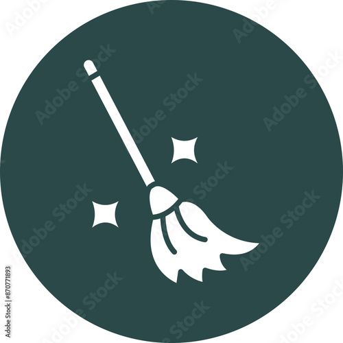 Witch Broom  Glyph Circle Icon