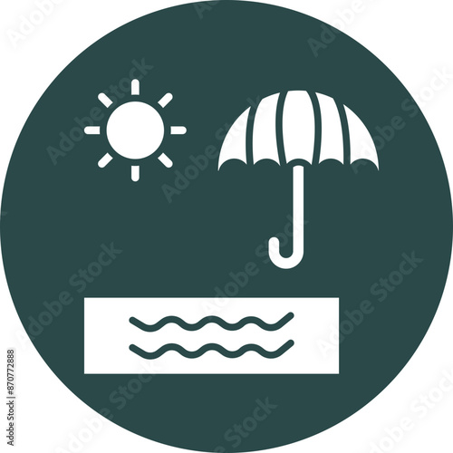 Beach  Glyph Circle Icon