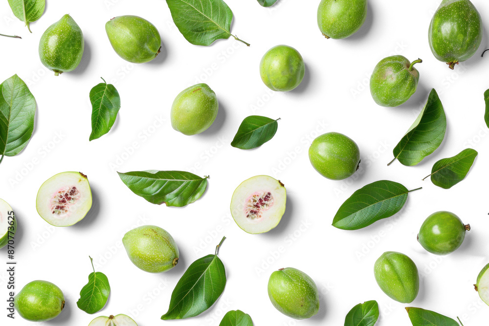 Green passion fruits and leaves pattern Green passion fruits and leaves pattern