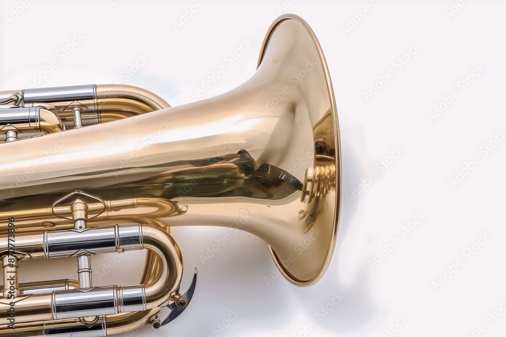 Obraz premium Euphonium with a Golden Bell on White Background