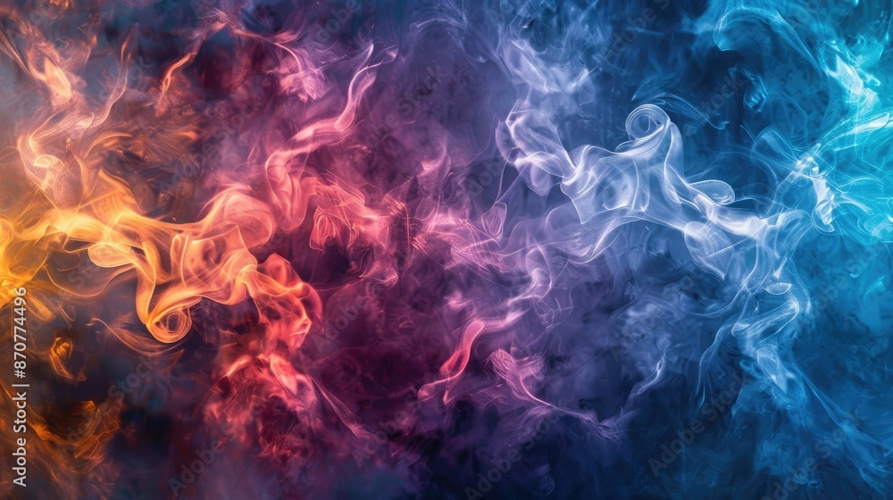 Abstract color smoke artistry, blending hues in a surreal and captivating display Abstract color smoke artistry, blending hues in a surreal and captivating display