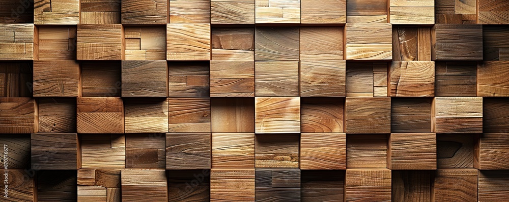 A wall made of dark brown wooden blocks A wall made of dark brown wooden blocks