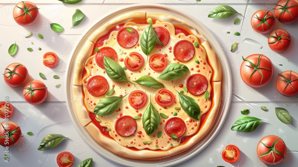 Appetizing Pizza with Fresh Tomatoes and Basil Appetizing Pizza with Fresh Tomatoes and Basil