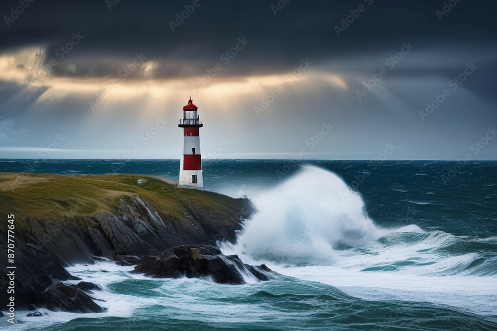 Lighthouse In Stormy Landscape Lighthouse In Stormy Landscape