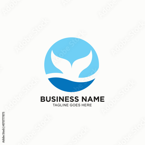 Abstract logo design in circle with whale tail concept