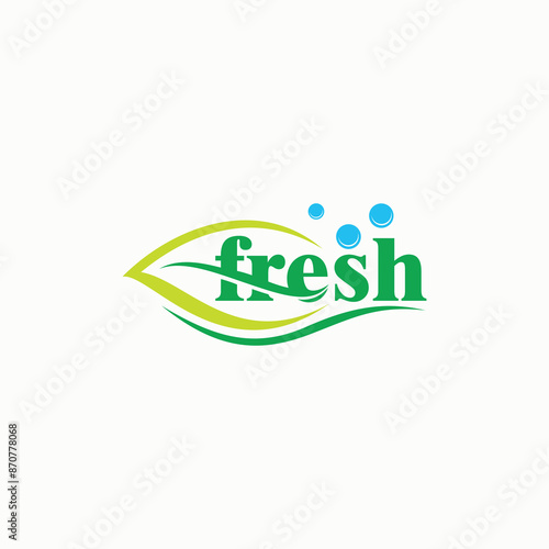 Fresh logo with the concept of leaves and water bubbles